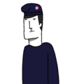 Cartoonish self-portrait with a Phrygian cap.